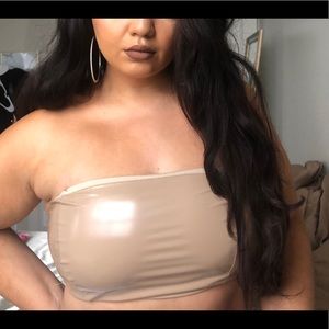 Patent leather nude bandeau top